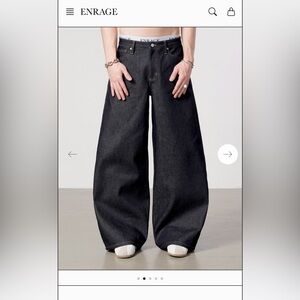 ENRAGE wide leg raw denim unisex Bowstons4 cut. NWT size 30L